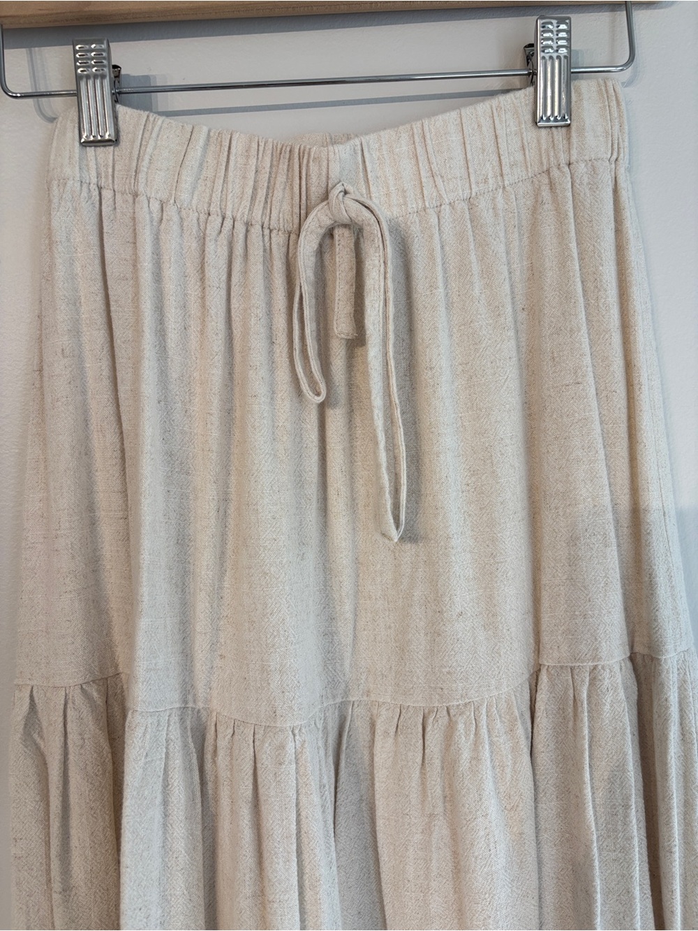 Women’s Cream Tiered Maxi Skirt - Picture 2 of 3